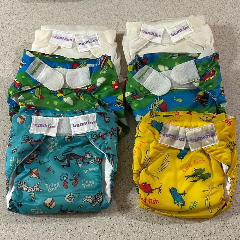 9 Bumkins Colorful Cloth Diapers Size Small